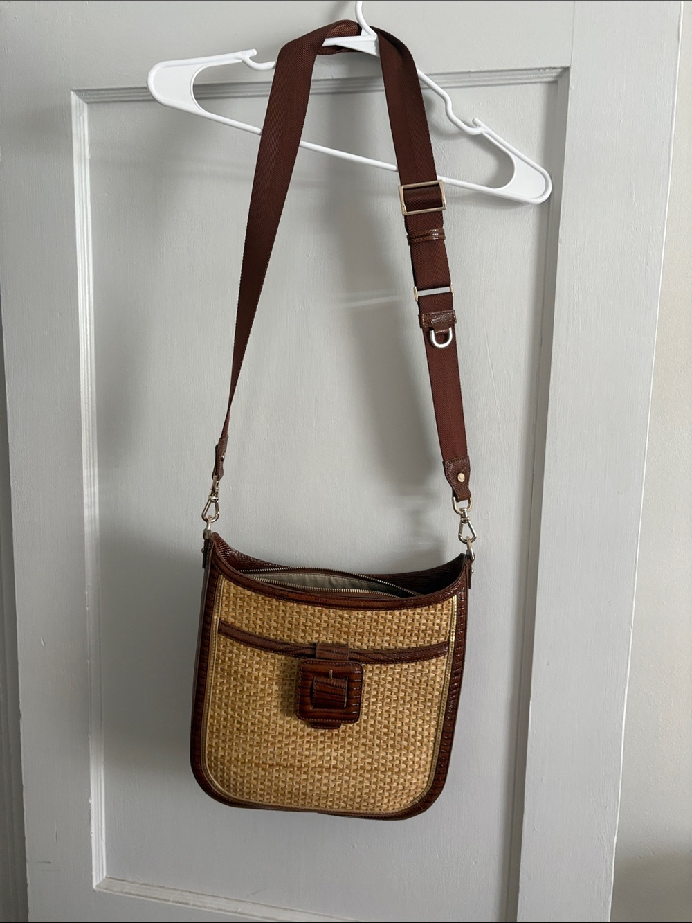 Brahmin Leia Brown Leather Zip Crossbody